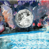 Рисунок "Лунный пейзаж" на конкурс "Конкурс детского рисунка “Таинственный космос - 2018”"