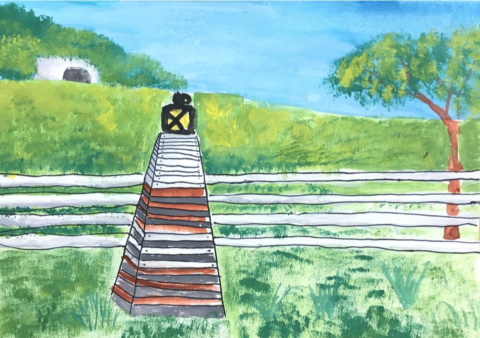 Детский рисунок - Отдыхаем на Ферме Тюниных в поселке Знаменск