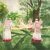 Рисунок "Чувашский старинный ритуальный танец  с полотенцами"