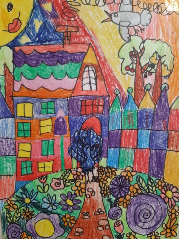 Детский рисунок - Город фантазий