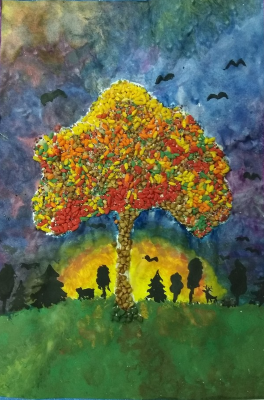 Детский рисунок - Осенний закат