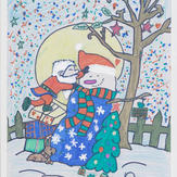 Рисунок "Заботливый Дед Мороз" на конкурс "Конкурс детского рисунка “Новогодняя Открытка-2019”"
