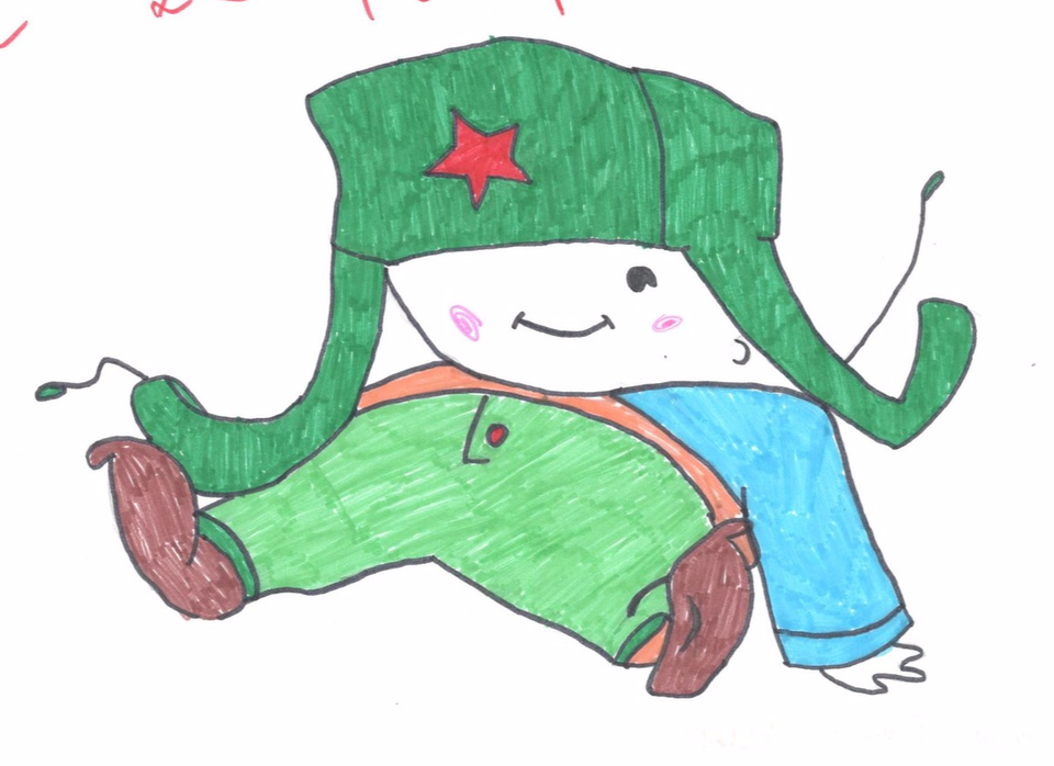 Детский рисунок - Я буду как папа - военным