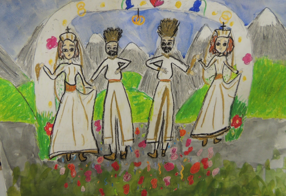 Детский рисунок - Грузинская свадьба