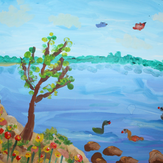 Рисунок "Озеро Ханка" на конкурс "Конкурс рисунка "Лето - это маленькая жизнь""