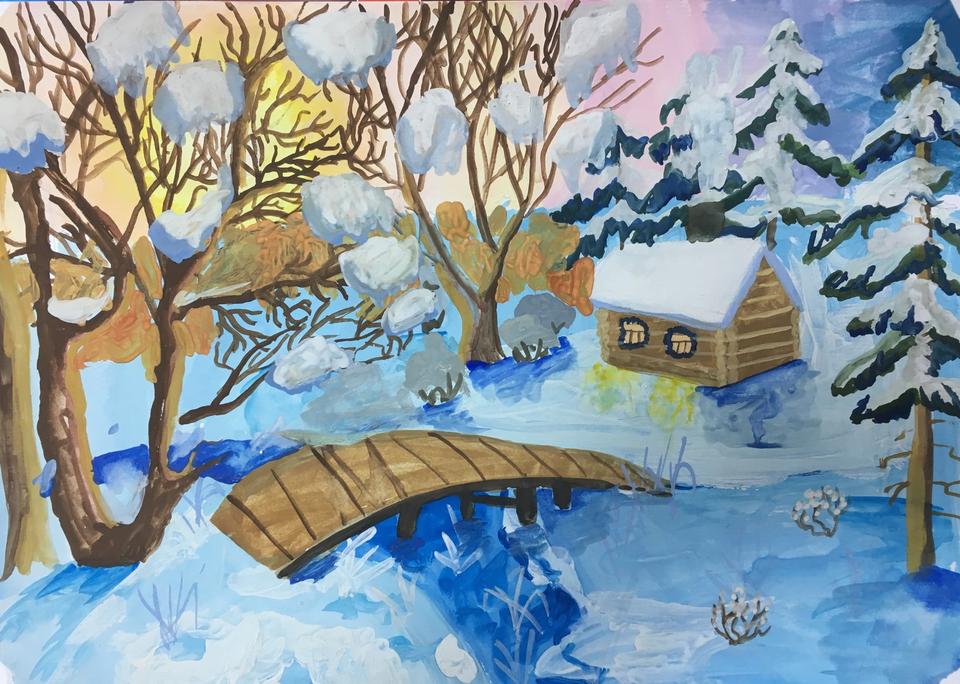 Детский рисунок - Волшебная зима