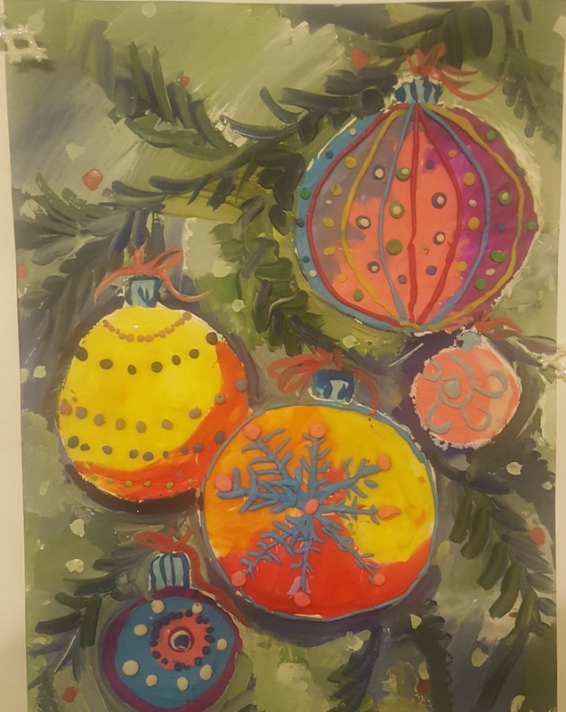 Детский рисунок - Рождественская елка