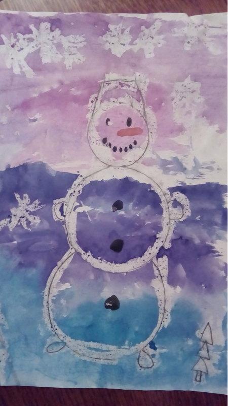 Детский рисунок - снеговик