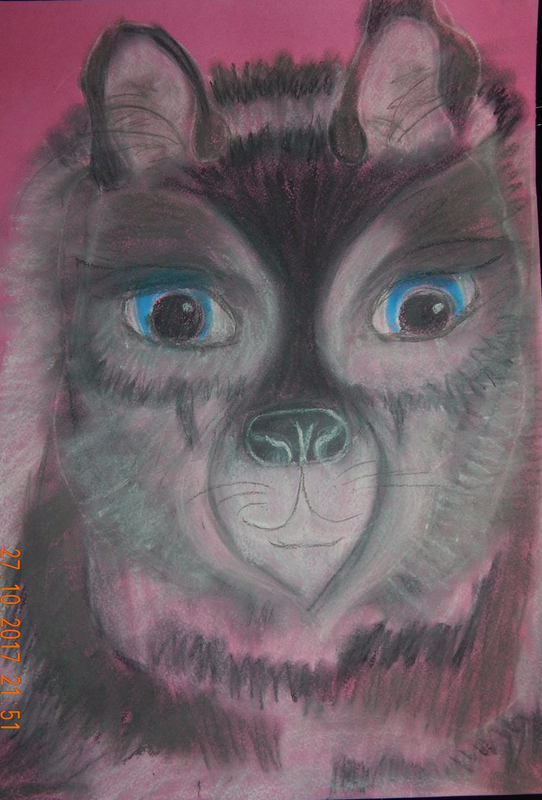 Детский рисунок - Лунный волчонок