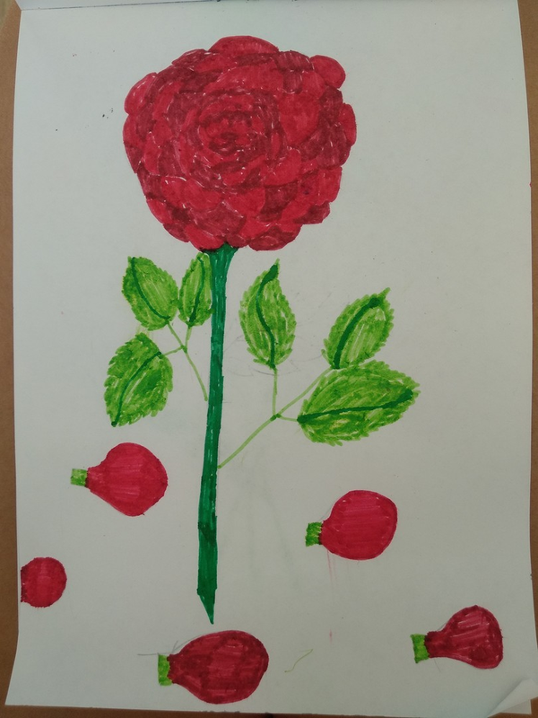 Детский рисунок - Люблю розы