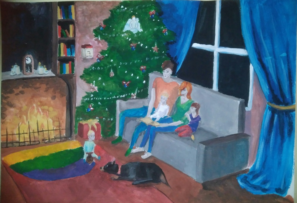 Детский рисунок - рождественская сказка