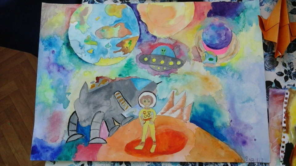 Детский рисунок - Исследование космоса