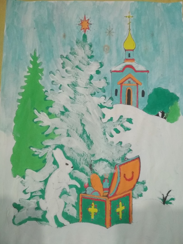 Детский рисунок - Храм моего поселка