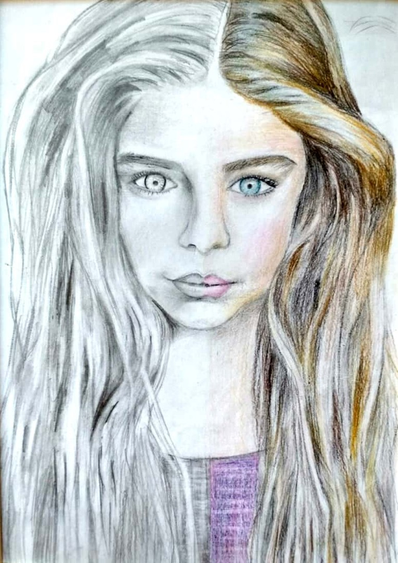 Детский рисунок - Портрет девушки