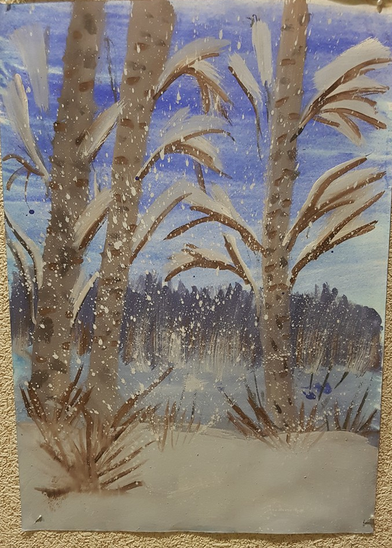 Детский рисунок - Зимний лес