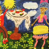Рисунок "Чаепитие Буратино и Мальвины"