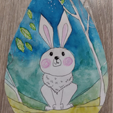 Рисунок "Пасхальный белый кролик"