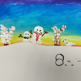 Рисунок "Игры снеговичков" на конкурс "Конкурс творческого рисунка “Свободная тема-2022”"
