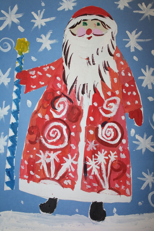Детский рисунок - Дедушка Мороз - сказочный волшебник