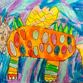 Рисунок "Лисохвостый крылосвин" на конкурс "Конкурс детского рисунка “Невероятные животные - 2018”"