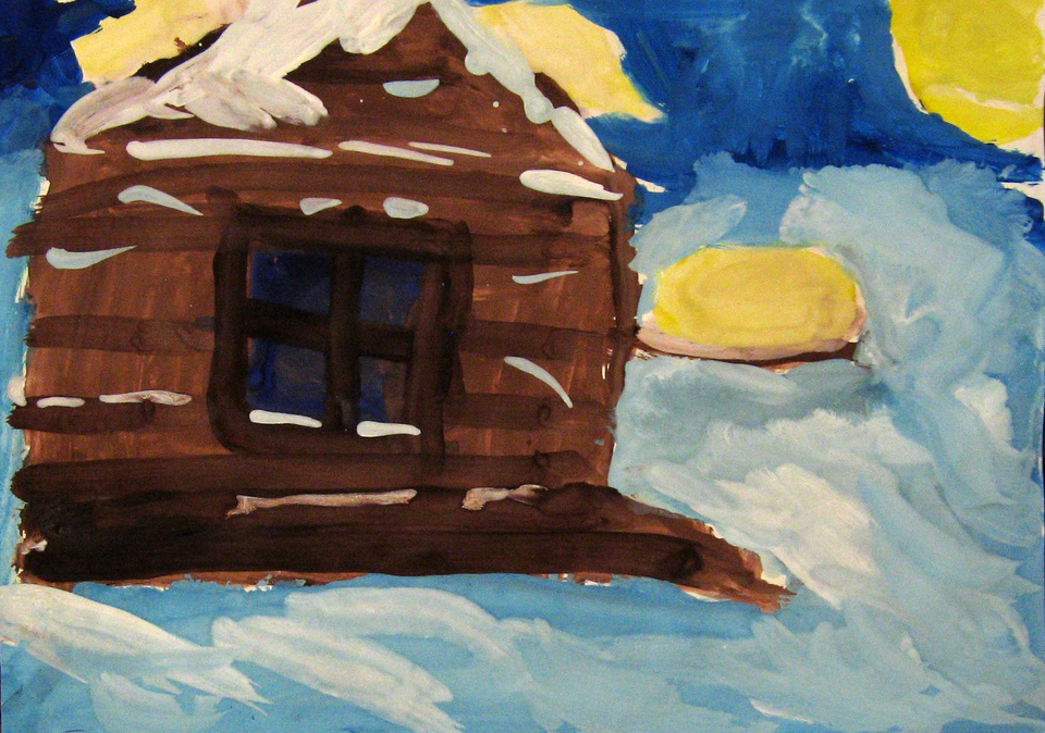 Детский рисунок - Зимний дом