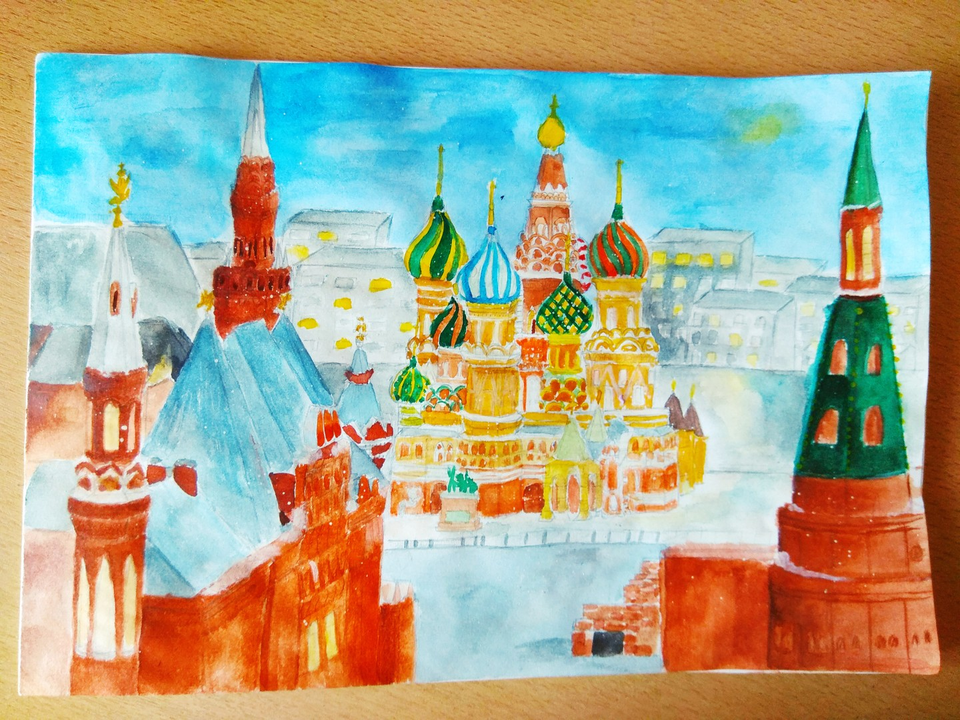 Детский рисунок - Новогодняя Москва