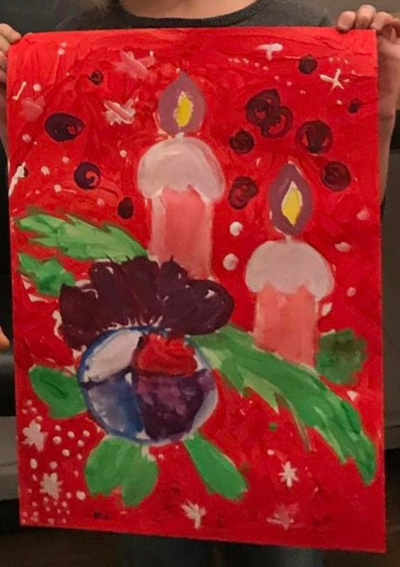 Детский рисунок - Новогодние свечи