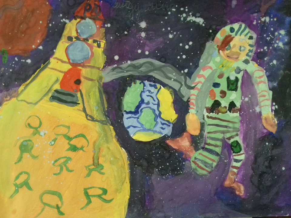 Детский рисунок - Выхожу в космос