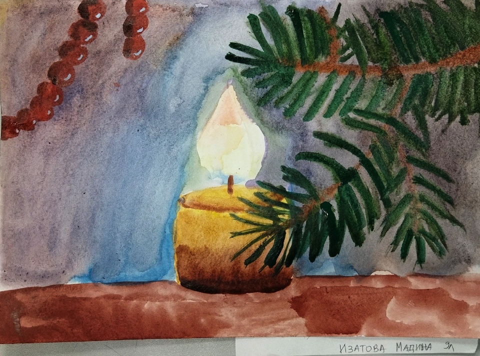 Детский рисунок - Новогодняя свеча