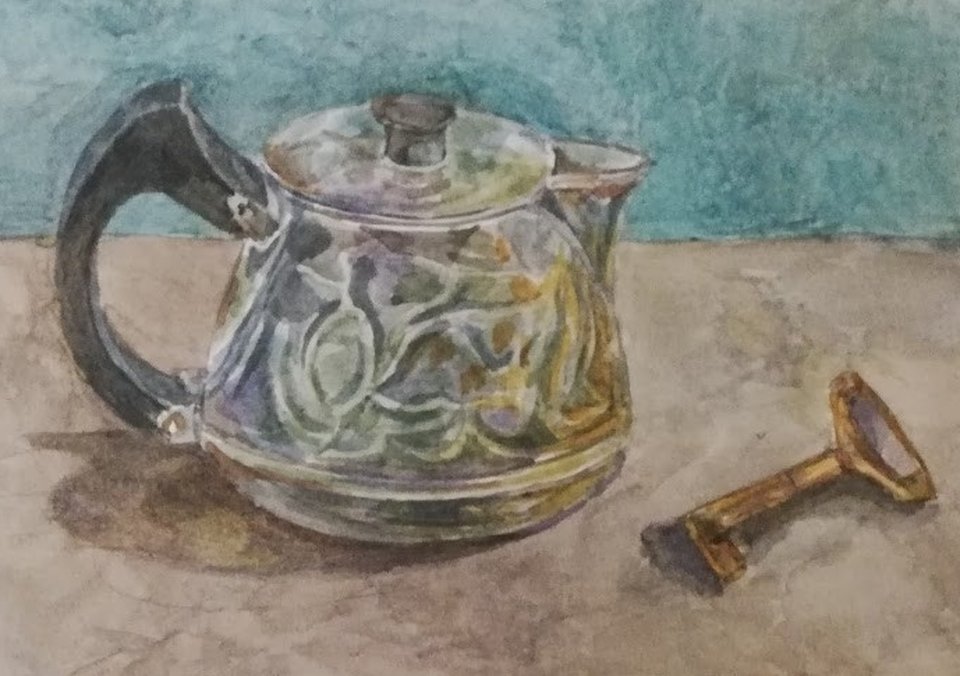 Детский рисунок - Этюд с чайником