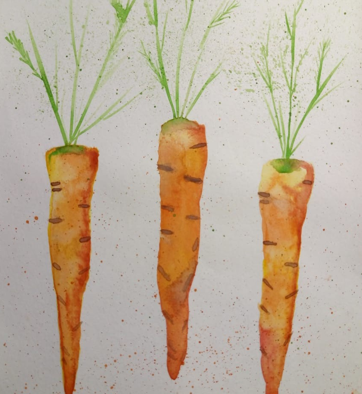 Детский рисунок - морковь