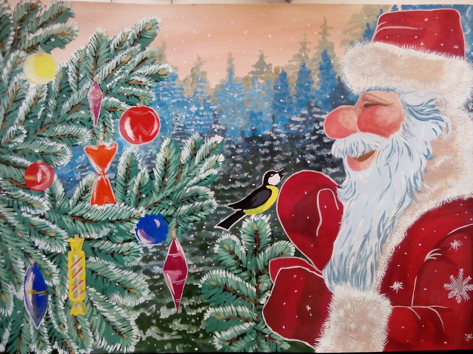 Детский рисунок - Дед Мороз