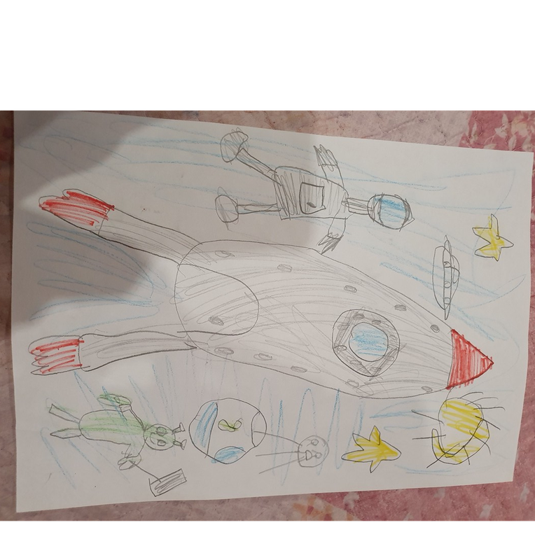 Детский рисунок - Космос Ракета
