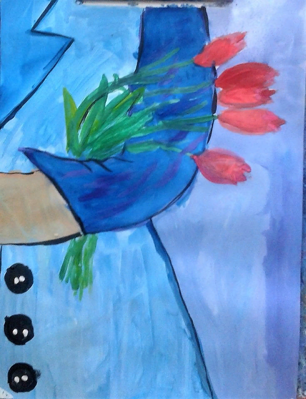 Детский рисунок - Цветы для мамы