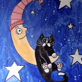 Рисунок "Котик на луне"