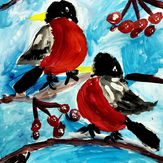 Рисунок "Славят зиму снегири" на конкурс "Конкурс творческого рисунка “Свободная тема-2019”"