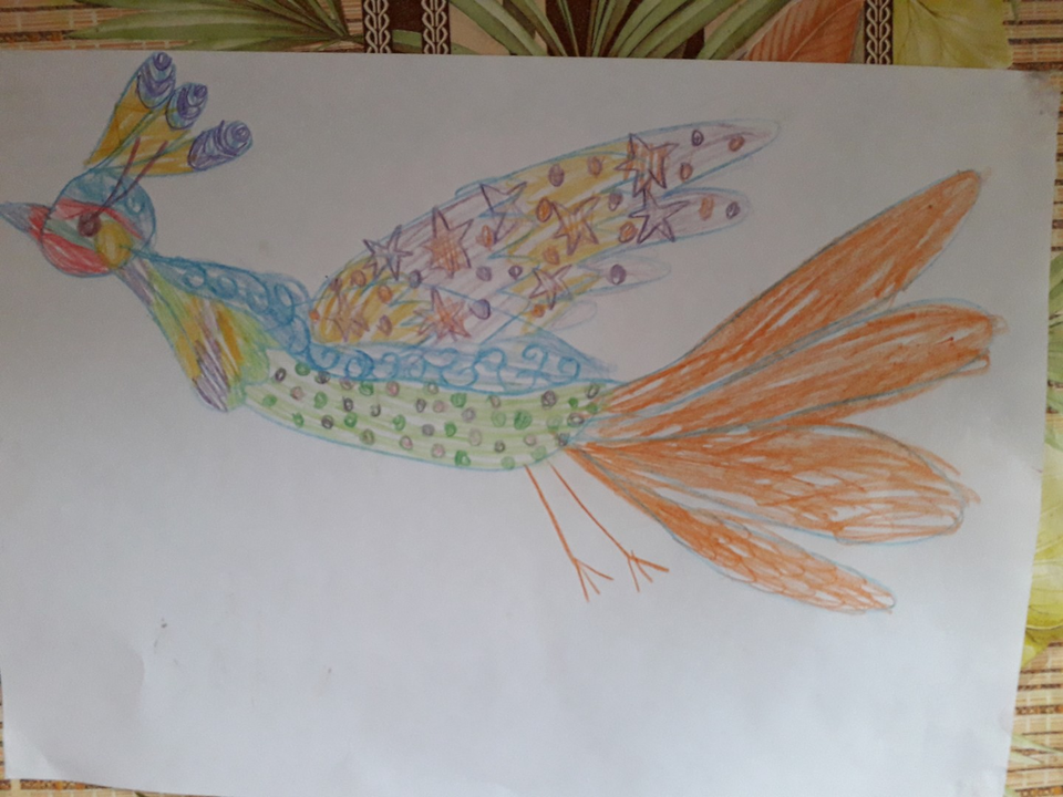 Детский рисунок - Жар птица
