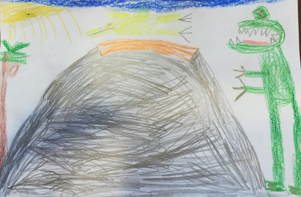 Детский рисунок - Мир динозавров
