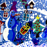 Рисунок "Новый год спешит к нам в гости" на конкурс "Конкурс детского рисунка “Новогодняя Открытка-2019”"