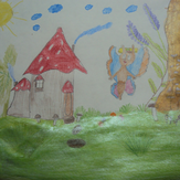 Рисунок "Домик-грибок" на конкурс "Домик для Эвелинки. 4-й конкурс рисунка по 1-й серии «Летать»"