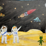 Рисунок "Загадочная планета - Луна" на конкурс "Конкурс детского рисунка по 6-й серии сериала Рисовашки "На Луну""