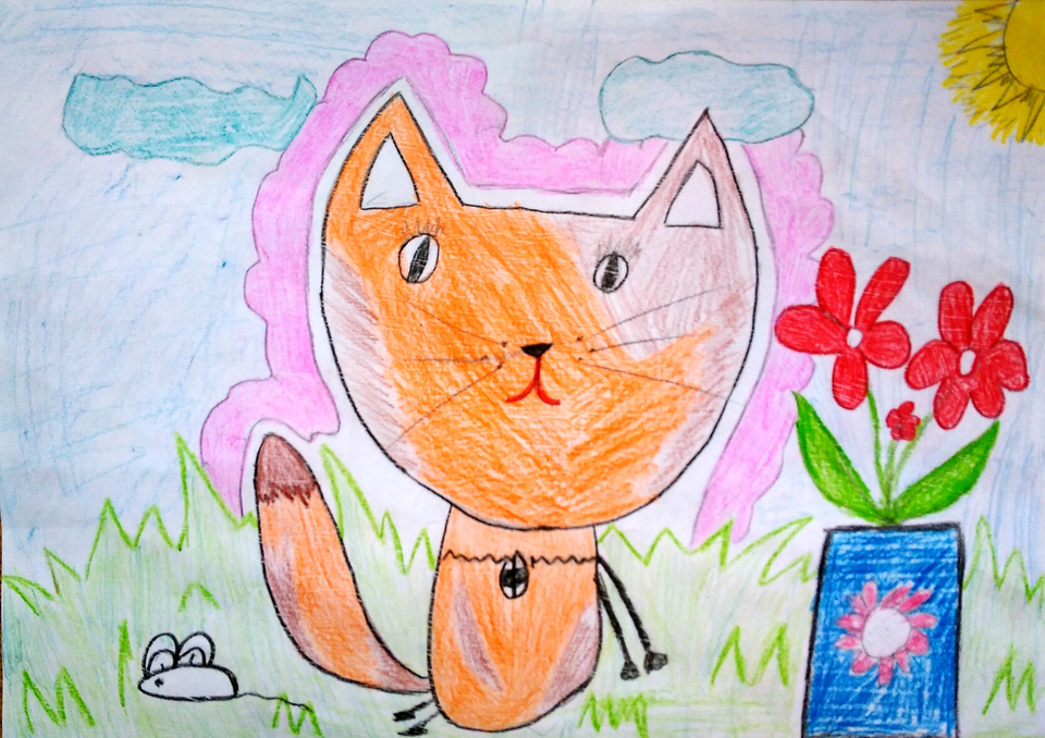 Детский рисунок - Котя-Котёнок