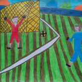 Рисунок "Футбольная тренировка" на конкурс "Конкурс детского рисунка “Спорт в нашей жизни”"