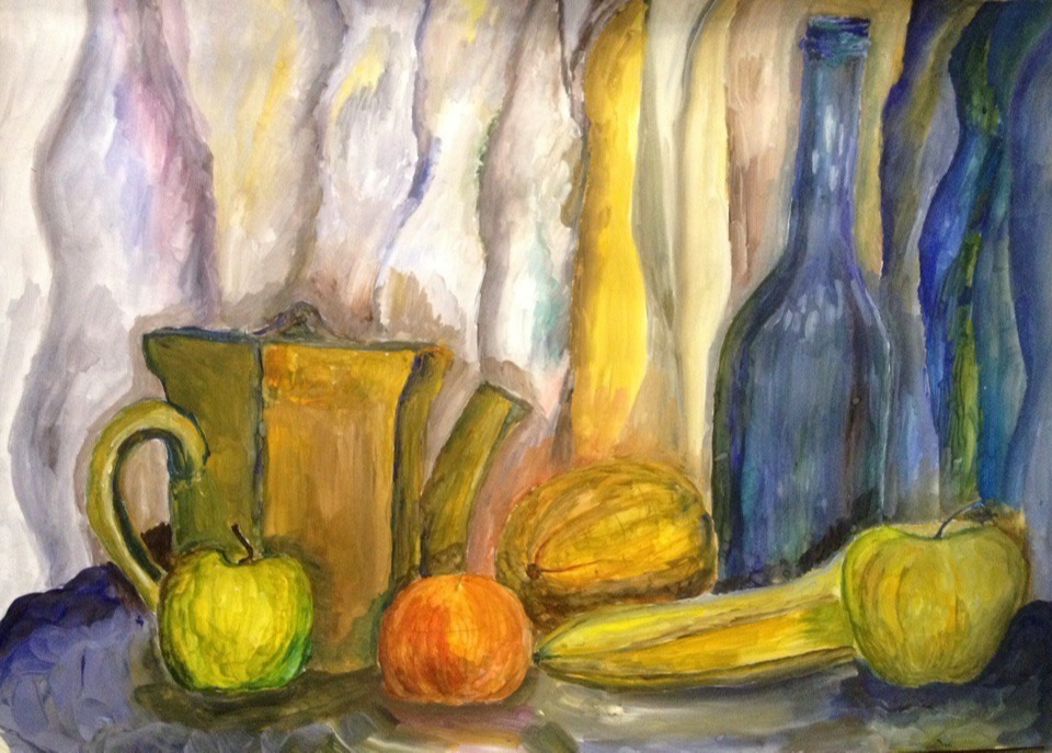 Рисунок - Натюрморт с фруктами