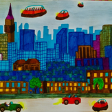 Рисунок "Вечер в городе" на конкурс "Конкурс детского рисунка “Города - 2018” вместе с Erich Krause"