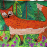 Рисунок "Лисица с лисенком на острове Русский" на конкурс "Конкурс детского рисунка “Мой родной, любимый край”"