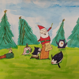 Рисунок "Дед Мороз и летние дела" на конкурс "Конкурс творческого рисунка “Свободная тема-2022”"