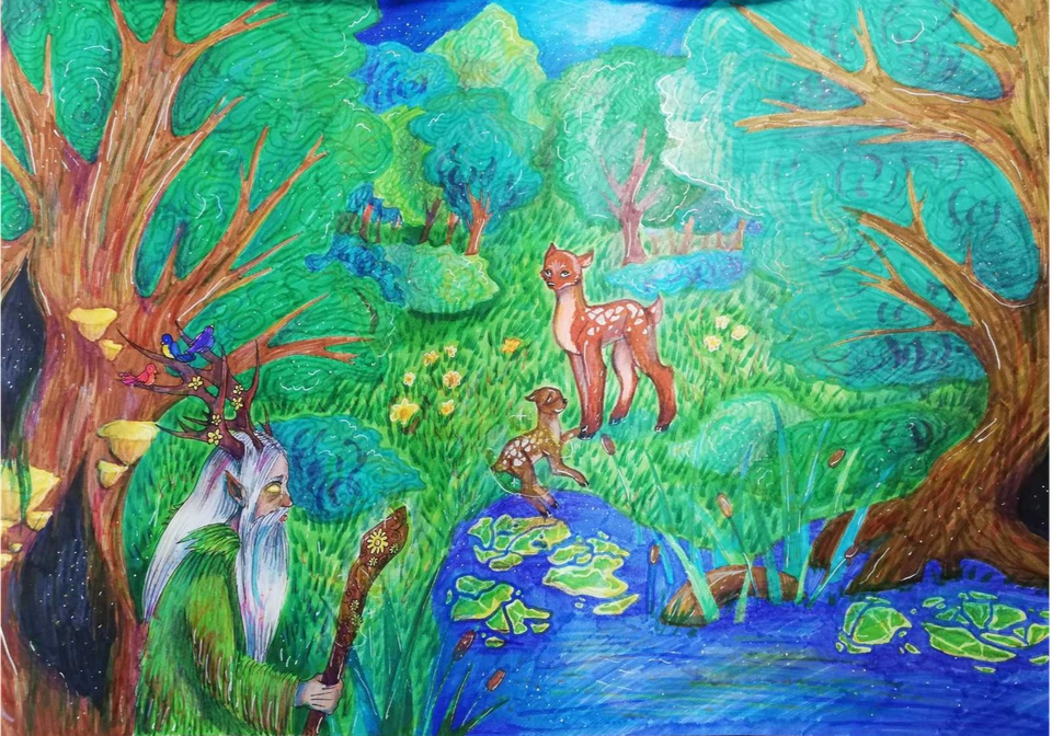 Детский рисунок - хозяин леса