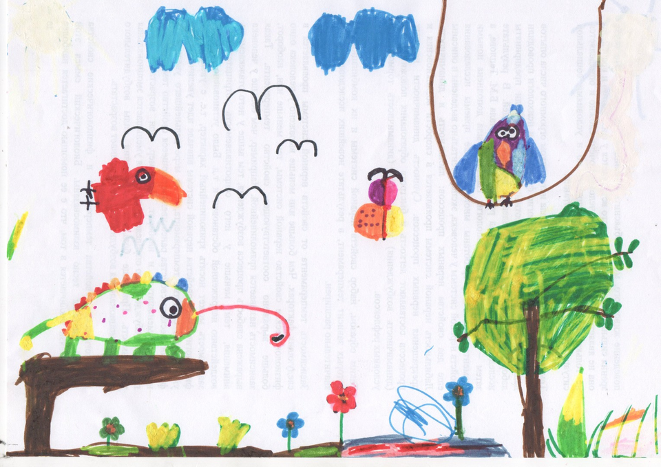 Детский рисунок - Тропический лес