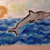 Рисунок "Море и дельфин" на конкурс "Конкурс детского рисунка “Чудесное Лето - 2019”"